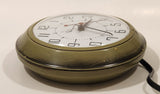 Retro Mid-Century Ingraham Olive Green 7" Round Electric Plug In Wall Clock Made in Canada