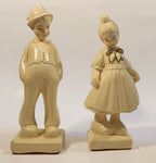 Vintage German Dutch Boy and Girl Chalkware Figurines Set of 2