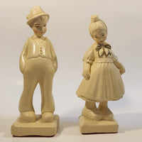 Vintage German Dutch Boy and Girl Chalkware Figurines Set of 2