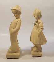 Vintage German Dutch Boy and Girl Chalkware Figurines Set of 2