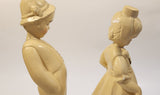 Vintage German Dutch Boy and Girl Chalkware Figurines Set of 2