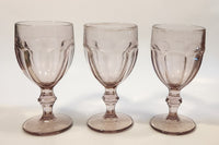 Vintage Libbey Duratuff Purple Pink 6 3/4" Tall Glass Cup Set of 3 Made in U.S.A.