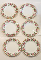 Salisbury Bone China Victoria Rose 7 3/4" Salad Plates Set of 6