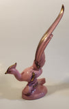 Vintage Pink Pheasant Style Bird with Gold Trim Large 13 1/4" Tall Ceramic Sculpture