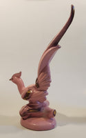 Vintage Pink Pheasant Style Bird with Gold Trim Large 13 1/4" Tall Ceramic Sculpture