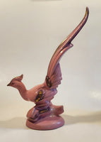 Vintage Pink Pheasant Style Bird with Gold Trim Large 13 1/4" Tall Ceramic Sculpture