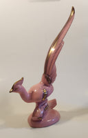 Vintage Pink Pheasant Style Bird with Gold Trim Large 13 1/4" Tall Ceramic Sculpture