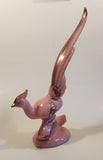 Vintage Pink Pheasant Style Bird with Gold Trim Large 13 1/4" Tall Ceramic Sculpture