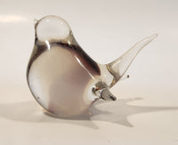 Small Song Bird Smokey Crystal Art Glass Figurine