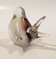 Small Song Bird Smokey Crystal Art Glass Figurine