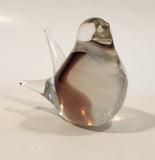 Small Song Bird Smokey Crystal Art Glass Figurine