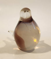 Small Song Bird Smokey Crystal Art Glass Figurine