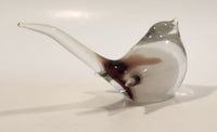 Small Song Bird White and Purple Clear Crystal Art Glass Figurine