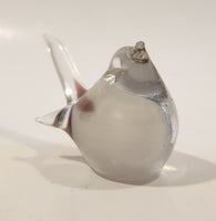 Small Song Bird White and Purple Clear Crystal Art Glass Figurine