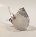 Small Song Bird White and Purple Clear Crystal Art Glass Figurine