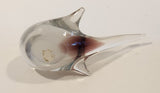 Small Song Bird White and Purple Clear Crystal Art Glass Figurine