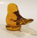 Small Song Bird Orange Amber Clear Crystal Art Glass Figurine