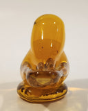 Small Song Bird Orange Amber Clear Crystal Art Glass Figurine