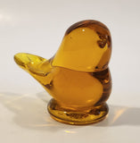 Small Song Bird Orange Amber Clear Crystal Art Glass Figurine