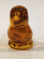 Small Song Bird Orange Amber Clear Crystal Art Glass Figurine