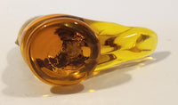 Small Song Bird Orange Amber Clear Crystal Art Glass Figurine