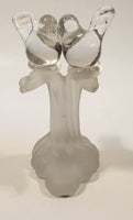 Silvestri Clear Art Glass Kissing Love Birds on Small Frosted Glass Branch Trunk 5 3/4" Sculpture