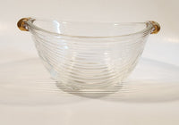 Mikasa Walther West Germany Ribbed Glass Bowl with Gold Handles