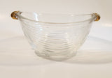 Mikasa Walther West Germany Ribbed Glass Bowl with Gold Handles