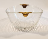 Mikasa Walther West Germany Ribbed Glass Bowl with Gold Handles