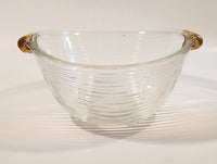 Mikasa Walther West Germany Ribbed Glass Bowl with Gold Handles