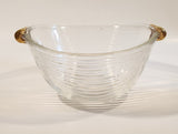 Mikasa Walther West Germany Ribbed Glass Bowl with Gold Handles