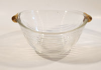 Mikasa Walther West Germany Ribbed Glass Bowl with Gold Handles