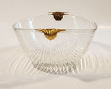 Mikasa Walther West Germany Ribbed Glass Bowl with Gold Handles