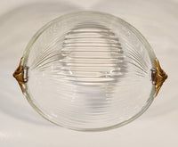 Mikasa Walther West Germany Ribbed Glass Bowl with Gold Handles