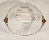 Mikasa Walther West Germany Ribbed Glass Bowl with Gold Handles