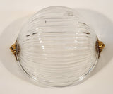 Mikasa Walther West Germany Ribbed Glass Bowl with Gold Handles