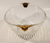 Mikasa Walther West Germany Ribbed Glass Bowl with Gold Handles