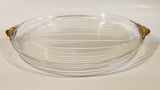 Mikasa Walther West Germany 11 3/4" Gold Trimmed Ribbed Serving Platter