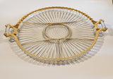 Jeannette National Gold Trimmed Ribbed Glass Serving Platter