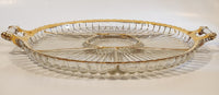 Jeannette National Gold Trimmed Ribbed Glass Serving Platter