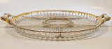 Jeannette National Gold Trimmed Ribbed Glass Serving Platter