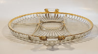 Jeannette National Gold Trimmed Ribbed Glass Serving Platter