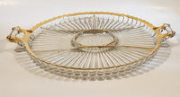 Jeannette National Gold Trimmed Ribbed Glass Serving Platter