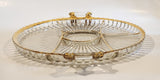 Jeannette National Gold Trimmed Ribbed Glass Serving Platter