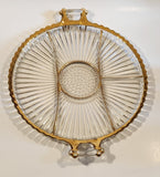 Jeannette National Gold Trimmed Ribbed Glass Serving Platter