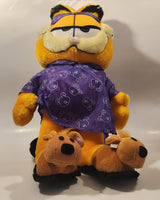 Play By Play Paws Garfield Wearing Purple Pooky Bear Pajamas Large 16" Tall Toy Plush Stuffed Character with Tag