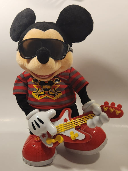 2010 Mattel Fisher Price Disney Mickey Mouse Rock Star with Guitar Animated Sing Moving 14" Tall Toy Plush Stuffed Character