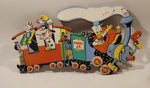 Vintage 1950s Disney Casey Jr. Train Donald Duck, Goofy Cardboard Wall Decor Hanging