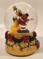 Enesco Disney's Mickey Mouse and Pluto Christmas Deck The Halls Musical Snow Globe with Sculpted Base New in Box