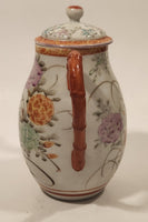 Antique Suzuki Japan Hand Painted Flower Decor 6 1/4" Tall Porcelain Teapot